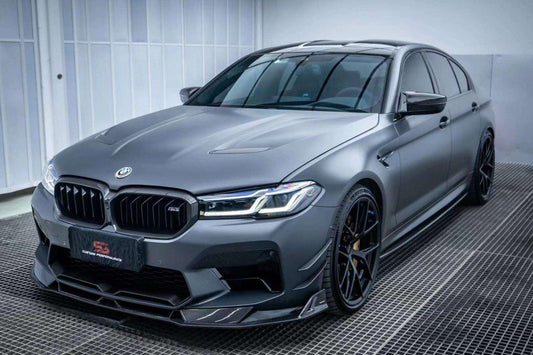 BMW M5 / M5C F90 Pre-LCI 2018 2019 2020 & M5 / M5C F90 LCI 2021 2022 2023 2024 With Aftermarket Parts - AE Lower Lip & Middle Lip Carbon Fiber from ArmorExtend