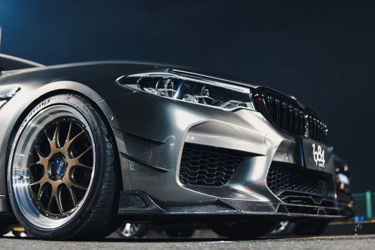 BMW M5 / M5C F90 Pre-LCI 2018 2019 2020 & M5 / M5C F90 LCI 2021 2022 2023 2024 With Aftermarket Parts - AE Lower Lip & Middle Lip Carbon Fiber from ArmorExtend