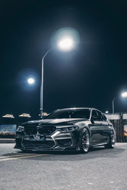 BMW M5 / M5C F90 Pre-LCI 2018 2019 2020 & M5 / M5C F90 LCI 2021 2022 2023 2024 With Aftermarket Parts - AE Lower Lip & Middle Lip Carbon Fiber from ArmorExtend