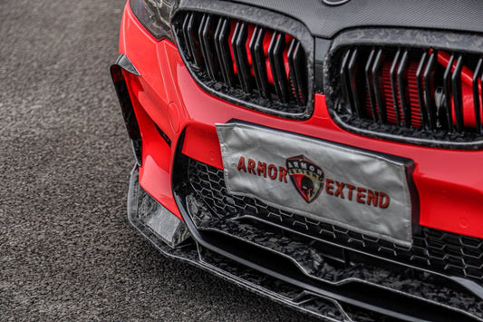 BMW M5 / M5C F90 Pre-LCI 2018 2019 2020 & M5 / M5C F90 LCI 2021 2022 2023 2024 With Aftermarket Parts - AE Lower Lip & Middle Lip Carbon Fiber from ArmorExtend