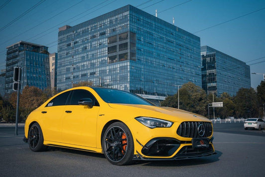 Mercedes Benz CLA45 CLA45S C118 2022 2023 2024 with Aftermarket Parts - AE Front Lip Carbon Fiber from ArmorExtend