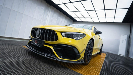 Mercedes Benz CLA45 CLA45S C118 2022 2023 2024 with Aftermarket Parts - AE Front Lip Carbon Fiber from ArmorExtend