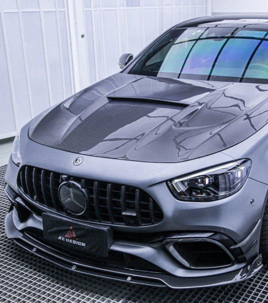 Mercedes Benz E63 W213 2021 2022 2023 2024 with Aftermarket Parts - AE Front Lip Carbon Fiber from ArmorExtend