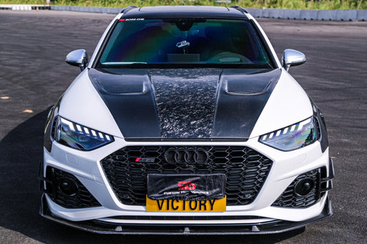 Audi RS4 B9 B9.5 2018-ON & S4 / A4 / A4 Allroad / A4 Avant B9 B9.5 2017 2018 2019 2020 2021 2022 2023 2024 with Aftermarket Parts - AE Style Hood Bonnet Carbon Fiber from ArmorExtend