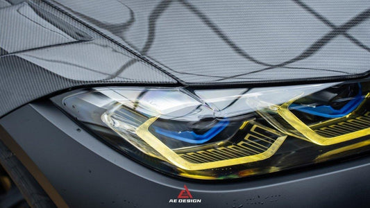 BMW M3 G80 G81 & M4 G82 G83 2021 2022 2023 2024 with Aftermarket Parts - AE Style Hood Carbon Fiber from ArmorExtend