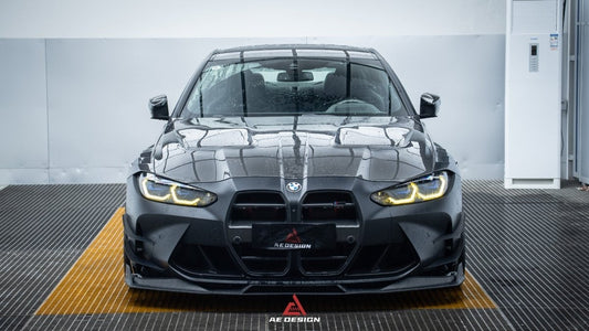 BMW M3 G80 G81 & M4 G82 G83 2021 2022 2023 2024 with Aftermarket Parts - AE Style Hood Carbon Fiber from ArmorExtend