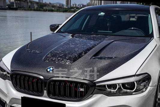 BMW 5 series M550 540 530 G30 (fits both Pre-LCI & LCI) 2017 2018 2019 2020 2021 2022 2023 2024 & M5 M5C F90 (Fits Both Pre-LCI & LCI) 2018 2019 2020 2021 2022 2023 2024 with Aftermarket Parts - AE Style Hood Bonnet Carbon Fiber from ArmorExtend