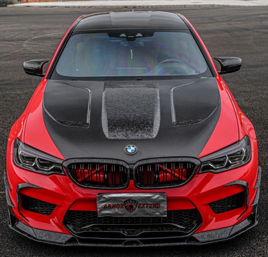 BMW 5 series M550 540 530 G30 (fits both Pre-LCI & LCI) 2017 2018 2019 2020 2021 2022 2023 2024 & M5 M5C F90 (Fits Both Pre-LCI & LCI) 2018 2019 2020 2021 2022 2023 2024 with Aftermarket Parts - AE Style Hood Bonnet Carbon Fiber from ArmorExtend