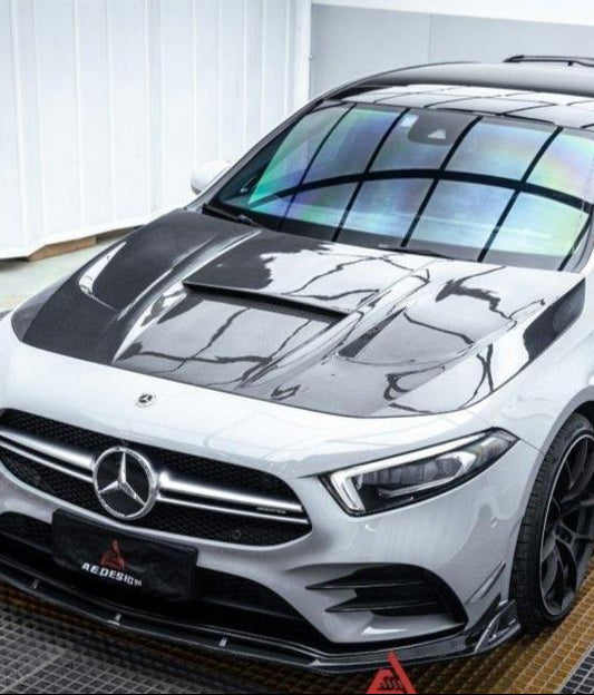 Mercedes Benz CLA-Class CLA45/CLA35/CLA250 C118 2022 2023 2024 A-Class A45/A35/A250/A220 W177 2019 2020 2021 2022 2023 2024 with Aftermarket Parts - AE Hood Bonnet Carbon Fiber from ArmorExtend
