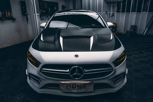 Mercedes Benz CLA-Class CLA45/CLA35/CLA250 C118 2022 2023 2024 A-Class A45/A35/A250/A220 W177 2019 2020 2021 2022 2023 2024 with Aftermarket Parts - AE Hood Bonnet Carbon Fiber from ArmorExtend