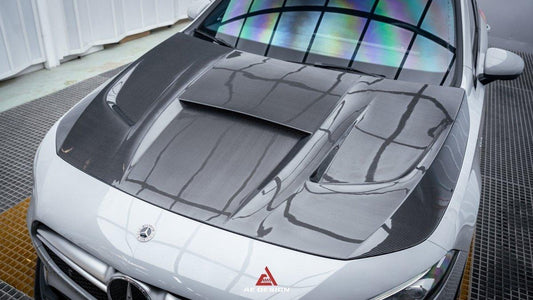 Mercedes Benz CLA-Class CLA45/CLA35/CLA250 C118 2022 2023 2024 A-Class A45/A35/A250/A220 W177 2019 2020 2021 2022 2023 2024 with Aftermarket Parts - AE Hood Bonnet Carbon Fiber from ArmorExtend