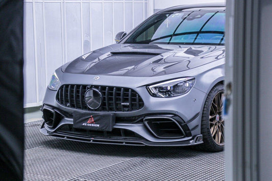 Mercedes Benz E63 E63S W213 2017 2018 2019 2020 2021 2022 2023 2024 with Aftermarket Parts - AE Hood Bonnet Carbon Fiber from ArmorExtend