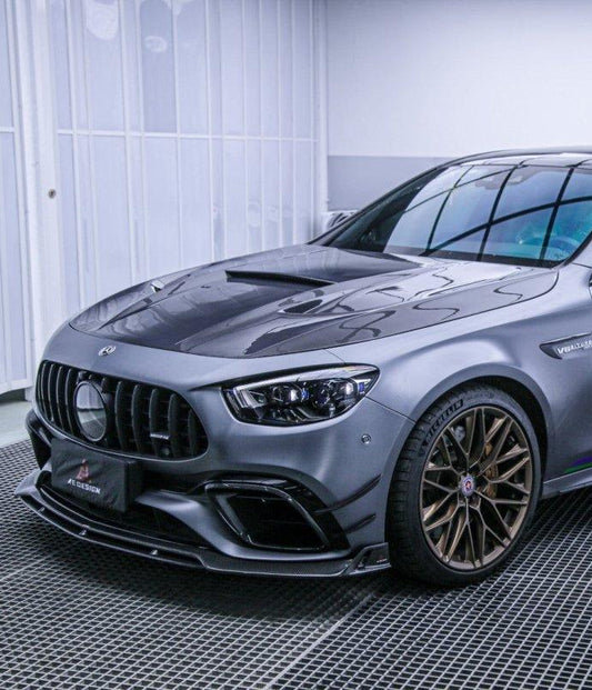 Mercedes Benz E63 E63S W213 2017 2018 2019 2020 2021 2022 2023 2024 with Aftermarket Parts - AE Hood Bonnet Carbon Fiber from ArmorExtend