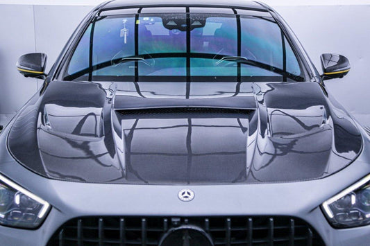 Mercedes Benz E63 E63S W213 2017 2018 2019 2020 2021 2022 2023 2024 with Aftermarket Parts - AE Hood Bonnet Carbon Fiber from ArmorExtend