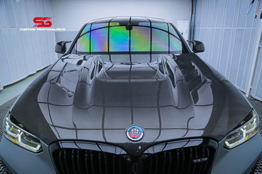 BMW X3 G01 & X3M X3MC F97 (Fits Both Pre-LCI & LCI) 2019 2020 2021 2022 2023 2024 & X4 G02 & X4M X4MC F98 (Fits Both Pre-LCI & LCI) 2019 2020 2021 2022 2023 2024 with Aftermarket Parts - AE Style Hood Bonnet Double-sided Carbon Fiber from ArmorExtend
