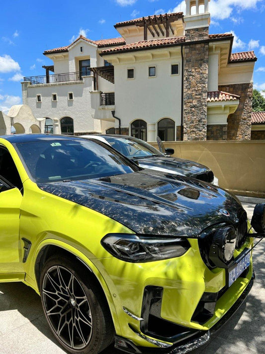 BMW X3 G01 & X3M X3MC F97 (Fits Both Pre-LCI & LCI) 2019 2020 2021 2022 2023 2024 & X4 G02 & X4M X4MC F98 (Fits Both Pre-LCI & LCI) 2019 2020 2021 2022 2023 2024 with Aftermarket Parts - AE Style Hood Bonnet Double-sided Carbon Fiber from ArmorExtend