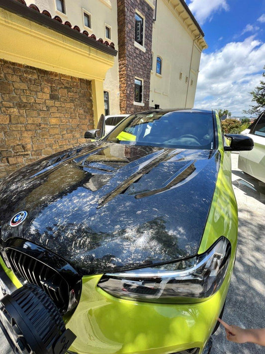 BMW X3 G01 & X3M X3MC F97 (Fits Both Pre-LCI & LCI) 2019 2020 2021 2022 2023 2024 & X4 G02 & X4M X4MC F98 (Fits Both Pre-LCI & LCI) 2019 2020 2021 2022 2023 2024 with Aftermarket Parts - AE Style Hood Bonnet Double-sided Carbon Fiber from ArmorExtend