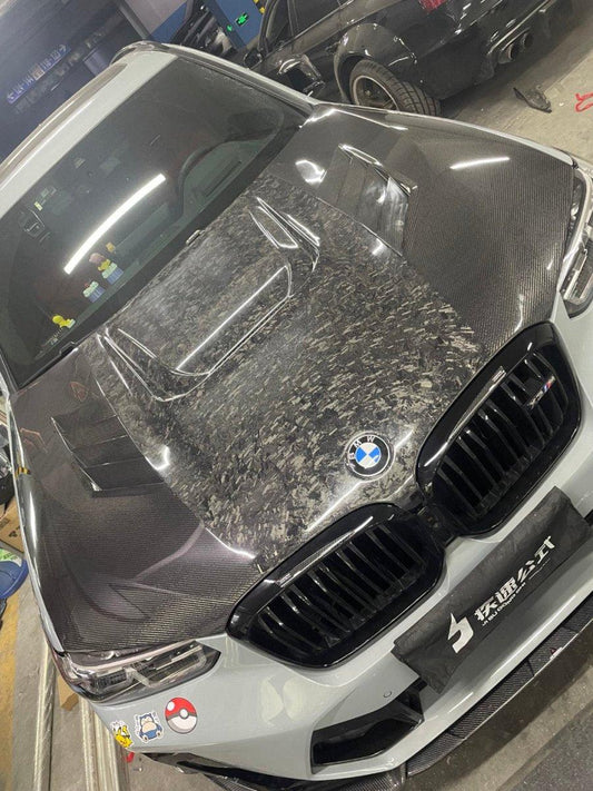 BMW X3 G01 & X3M X3MC F97 (Fits Both Pre-LCI & LCI) 2019 2020 2021 2022 2023 2024 & X4 G02 & X4M X4MC F98 (Fits Both Pre-LCI & LCI) 2019 2020 2021 2022 2023 2024 with Aftermarket Parts - AE Style Hood Bonnet Double-sided Carbon Fiber from ArmorExtend