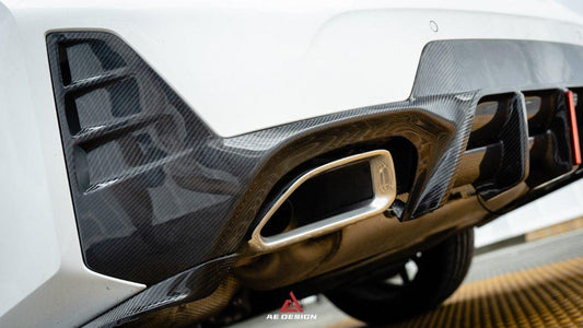 BMW 3 Series 330i (With M-Package Bumper, does not fit base model) M340i LCI G20 G21 2023 2024 with Aftermarket Parts - AE V1 Style Rear Diffuser & Canards Carbon Fiber from ArmorExtend