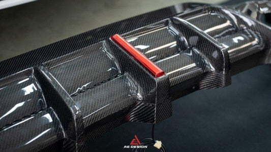 BMW 3 Series 330i (With M-Package Bumper, does not fit base model) M340i LCI G20 G21 2023 2024 with Aftermarket Parts - AE V1 Style Rear Diffuser & Canards Carbon Fiber from ArmorExtend