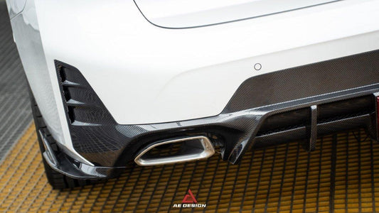 BMW 3 Series 330i (With M-Package Bumper, does not fit base model) M340i LCI G20 G21 2023 2024 with Aftermarket Parts - AE V1 Style Rear Diffuser & Canards Carbon Fiber from ArmorExtend