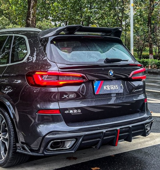 BMW X5 G05 M50i X/S Drive 40i (with M-Package) (Fits Both Pre-LCI & LCI) 2019 2020 2021 2022 2023 2024 with Aftermarket Parts - AE Style Rear Diffuser Carbon Fiber from ArmorExtend