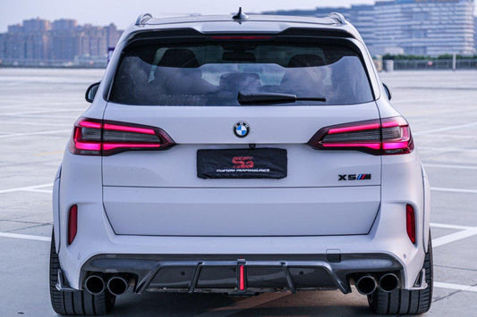 BMW X5M X5MC F95 (Fits Both Pre-LCI & LCI) 2020-ON X6M X6MC F96 (Fits Both Pre-LCI & LCI) 2020-ON with Aftermarket Parts - AE Style Carbon Fiber Rear Diffuser & Canards from ArmorExtend