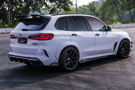 BMW X5M X5MC F95 (Fits Both Pre-LCI & LCI) 2020-ON X6M X6MC F96 (Fits Both Pre-LCI & LCI) 2020-ON with Aftermarket Parts - AE Style Carbon Fiber Rear Diffuser & Canards from ArmorExtend