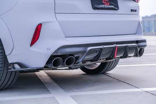 BMW X5M X5MC F95 (Fits Both Pre-LCI & LCI) 2020-ON X6M X6MC F96 (Fits Both Pre-LCI & LCI) 2020-ON with Aftermarket Parts - AE Style Carbon Fiber Rear Diffuser & Canards from ArmorExtend