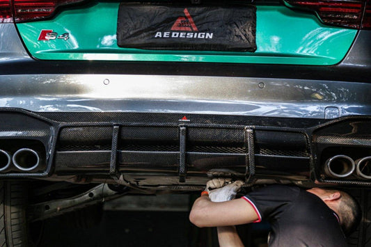 Your Audi S4 / A4 (With S-line Bumper) B9.5 2020 2021 2022 2023 2024 with Aftermarket Parts - AE Style Rear Diffuser Carbon Fiber from ArmorExtend
