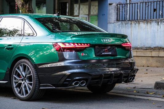 Your Audi S4 / A4 (With S-line Bumper) B9.5 2020 2021 2022 2023 2024 with Aftermarket Parts - AE Style Rear Diffuser Carbon Fiber from ArmorExtend
