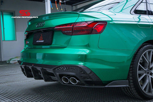 Your Audi S4 / A4 (With S-line Bumper) B9.5 2020 2021 2022 2023 2024 with Aftermarket Parts - AE Style Rear Diffuser Carbon Fiber from ArmorExtend