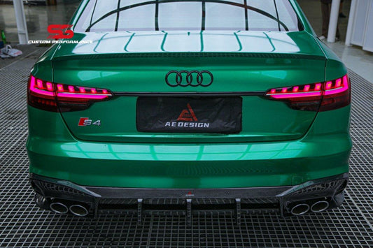 Your Audi S4 / A4 (With S-line Bumper) B9.5 2020 2021 2022 2023 2024 with Aftermarket Parts - AE Style Rear Diffuser Carbon Fiber from ArmorExtend