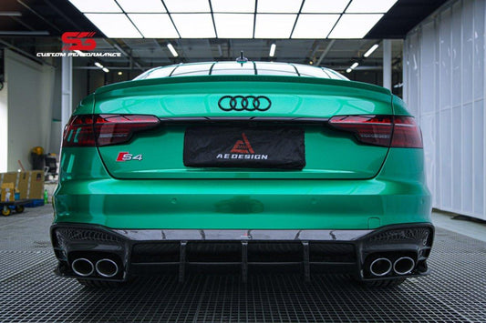 Your Audi S4 / A4 (With S-line Bumper) B9.5 2020 2021 2022 2023 2024 with Aftermarket Parts - AE Style Rear Diffuser Carbon Fiber from ArmorExtend