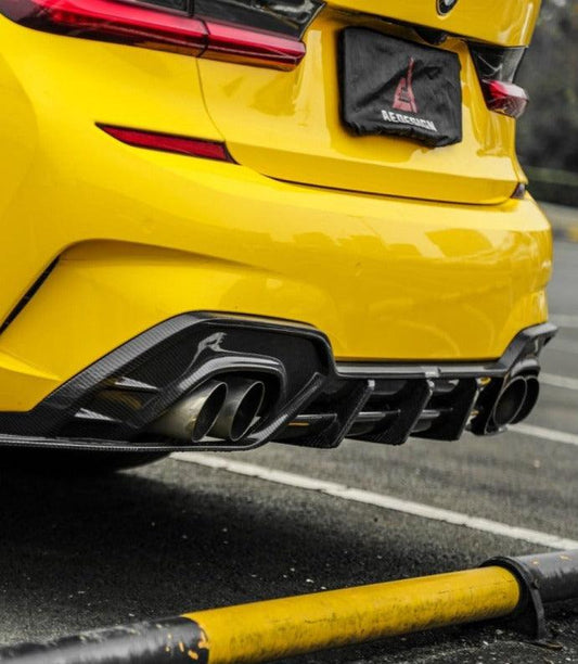 BMW 3 Series 330i M340i G20 Pre-LCI 2019 2020 2021 2022 with Aftermarket Parts - AE Style Rear Diffuser Carbon Fiber from ArmorExtend