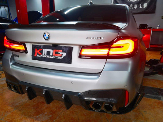 BMW M5/M5C F90 (Fits Both Pre-LCI & LCI) 2018 2019 2020 2021 2022 2023 2024 & 5 Series G30 540i (With M-Package Bumper) M550i (Fits Both Pre-LCI & LCI) 2017 2018 2019 2020 2021 2022 2023 2024 with Aftermarket Parts - AE Rear Diffuser Carbon Fiber from ArmorExtend