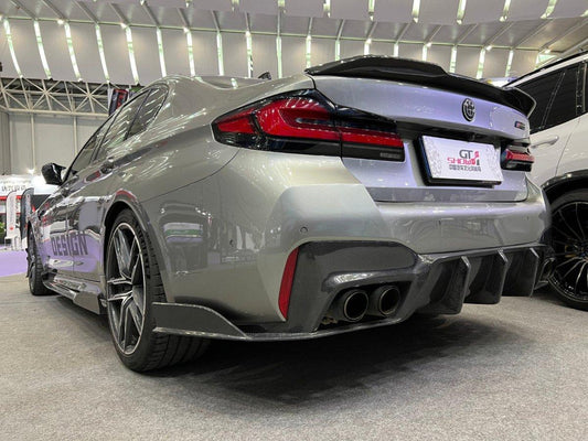 BMW M5/M5C F90 (Fits Both Pre-LCI & LCI) 2018 2019 2020 2021 2022 2023 2024 & 5 Series G30 540i (With M-Package Bumper) M550i (Fits Both Pre-LCI & LCI) 2017 2018 2019 2020 2021 2022 2023 2024 with Aftermarket Parts - AE Rear Diffuser Carbon Fiber from ArmorExtend