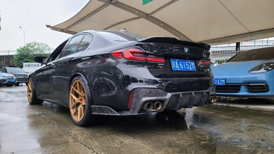 BMW M5/M5C F90 (Fits Both Pre-LCI & LCI) 2018 2019 2020 2021 2022 2023 2024 & 5 Series G30 540i (With M-Package Bumper) M550i (Fits Both Pre-LCI & LCI) 2017 2018 2019 2020 2021 2022 2023 2024 with Aftermarket Parts - AE Rear Diffuser Carbon Fiber from ArmorExtend