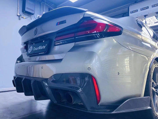 BMW M5/M5C F90 (Fits Both Pre-LCI & LCI) 2018 2019 2020 2021 2022 2023 2024 & 5 Series G30 540i (With M-Package Bumper) M550i (Fits Both Pre-LCI & LCI) 2017 2018 2019 2020 2021 2022 2023 2024 with Aftermarket Parts - AE Rear Diffuser Carbon Fiber from ArmorExtend