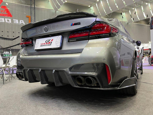 BMW M5/M5C F90 (Fits Both Pre-LCI & LCI) 2018 2019 2020 2021 2022 2023 2024 & 5 Series G30 540i (With M-Package Bumper) M550i (Fits Both Pre-LCI & LCI) 2017 2018 2019 2020 2021 2022 2023 2024 with Aftermarket Parts - AE Rear Diffuser Carbon Fiber from ArmorExtend