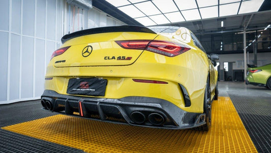 Mercedes Benz CLA45 CLA45S C118 2020 2021 2022 2023 2024 & CLA35 C118 2020 2021 2022 2023 2024 & CLA250 (With Sport Package Bumper) C118 2020 2021 2022 2023 2024 with Aftermarket Parts - AE Rear Diffuser Carbon Fiber from ArmorExtend