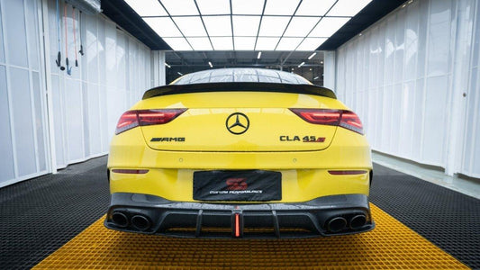 Mercedes Benz CLA45 CLA45S C118 2020 2021 2022 2023 2024 & CLA35 C118 2020 2021 2022 2023 2024 & CLA250 (With Sport Package Bumper) C118 2020 2021 2022 2023 2024 with Aftermarket Parts - AE Rear Diffuser Carbon Fiber from ArmorExtend