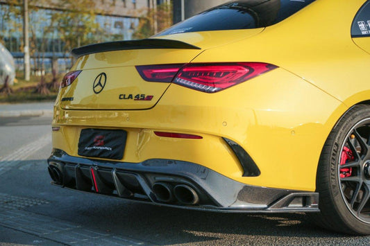 Mercedes Benz CLA45 CLA45S C118 2020 2021 2022 2023 2024 & CLA35 C118 2020 2021 2022 2023 2024 & CLA250 (With Sport Package Bumper) C118 2020 2021 2022 2023 2024 with Aftermarket Parts - AE Rear Diffuser Carbon Fiber from ArmorExtend