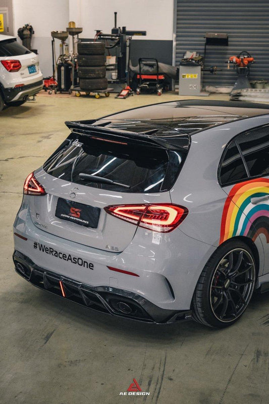 Mercedes Benz A-Class A45/A35/A250/A220 W177 2019 2020 2021 2022 2023 2024 with Aftermarket Parts - AE Style Rear Diffuser Carbon Fiber from ArmorExtend