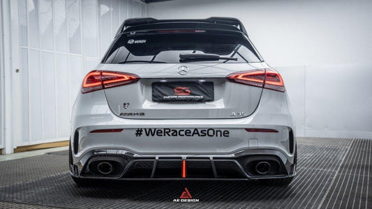 Mercedes Benz A-Class A45/A35/A250/A220 W177 2019 2020 2021 2022 2023 2024 with Aftermarket Parts - AE Style Rear Diffuser Carbon Fiber from ArmorExtend