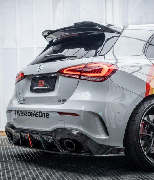 Mercedes Benz A-Class A45/A35/A250/A220 W177 2019 2020 2021 2022 2023 2024 with Aftermarket Parts - AE Style Rear Diffuser Carbon Fiber from ArmorExtend