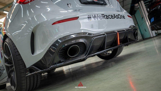 Mercedes Benz A-Class A45/A35/A250/A220 W177 2019 2020 2021 2022 2023 2024 with Aftermarket Parts - AE Style Rear Diffuser Carbon Fiber from ArmorExtend