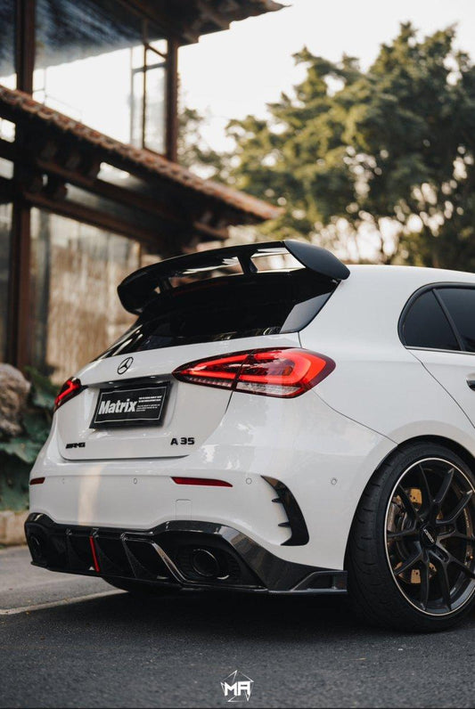 Mercedes Benz A-Class A45/A35/A250/A220 W177 2019 2020 2021 2022 2023 2024 with Aftermarket Parts - AE Style Rear Diffuser Carbon Fiber from ArmorExtend