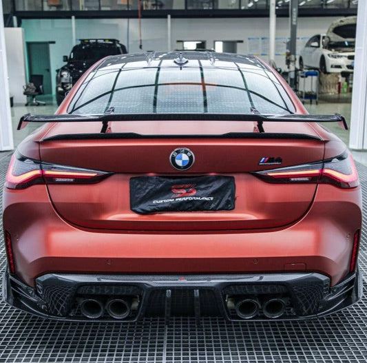 BMW M4 G82 G83 2021 2022 2023 2024 with Aftermarket Parts - AE V1 Style Rear Diffuser & Canards Carbon Fiber from ArmorExtend