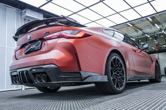 BMW M4 G82 G83 2021 2022 2023 2024 with Aftermarket Parts - AE V1 Style Rear Diffuser & Canards Carbon Fiber from ArmorExtend